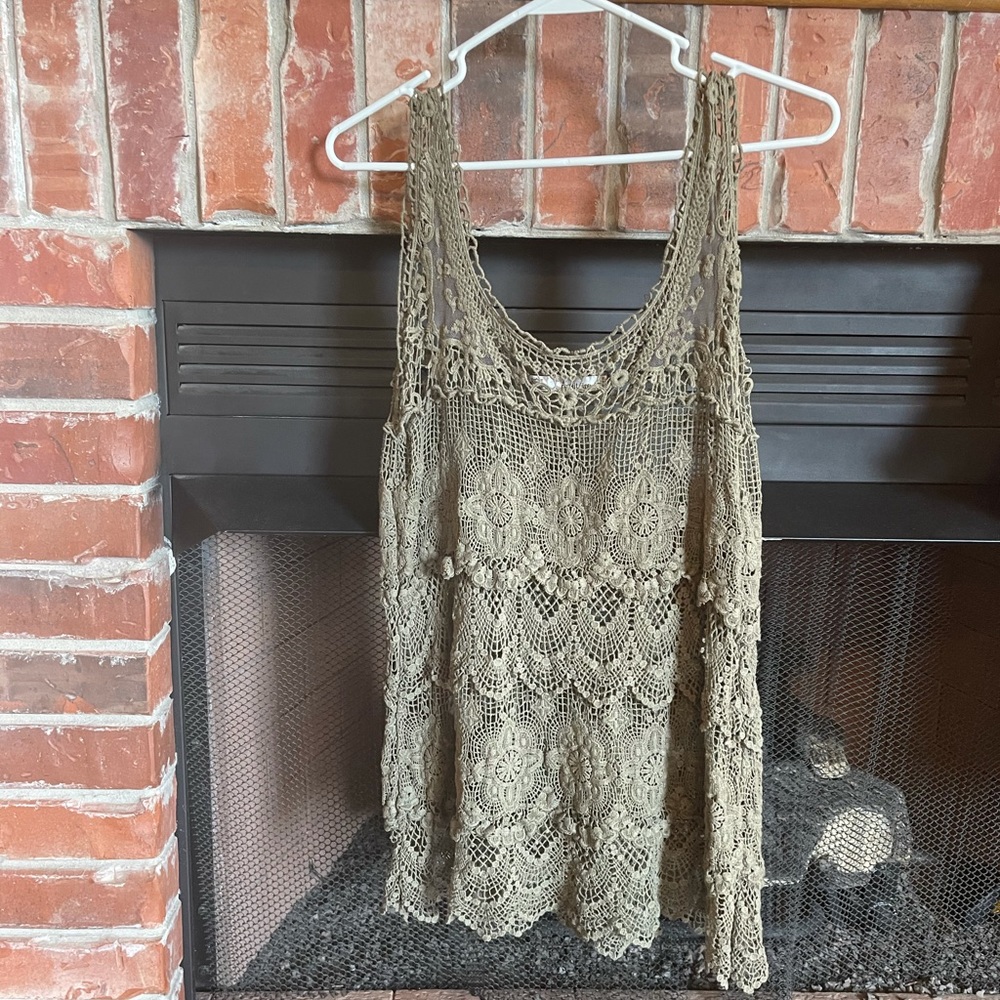 LG Lace Army Green Tank Top
